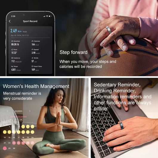 New R10 Waterproof Smart Ring Health Monitor Men & Women Health & Sleep Monitor Smart Rings Multi-Sport Modes Qring APP